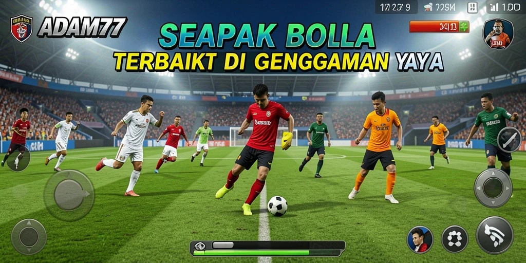 Screenshot utama ADAM77 menampilkan pertandingan sepak bola seru dan grafis menawan.
