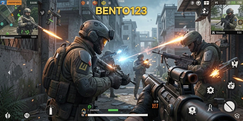 Tampilan mendebarkan dari gameplay FPS BENTO123 yang penuh aksi.
