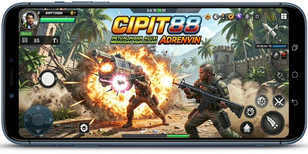 Tangkapan layar utama menunjukkan aksi intens gameplay dalam CIPIT88.