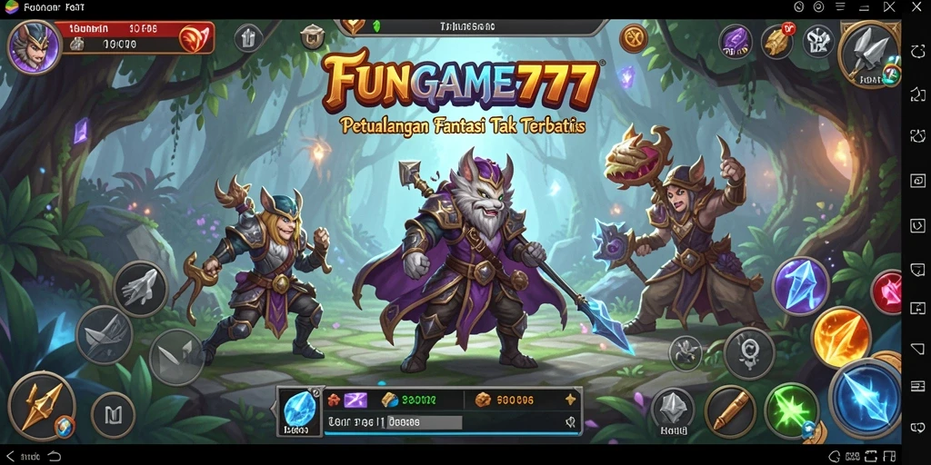 Screenshot gameplay FUNGame777 menampilkan aksi pertarungan yang menegangkan.