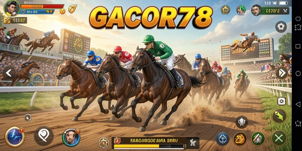 Screenshot gameplay GACOR78 menampilkan balapan yang mendebarkan di trek ramai.