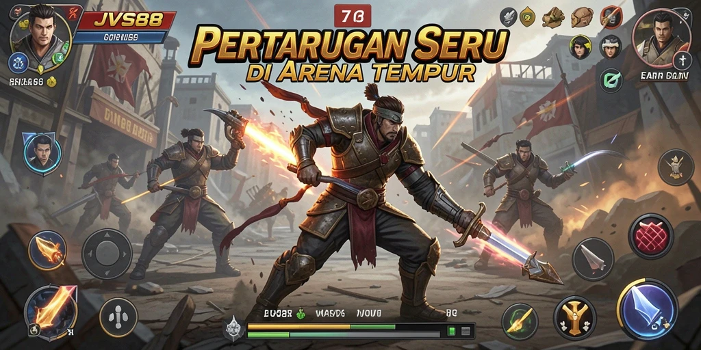 Tampilan gameplay JVS88 yang mendebarkan di arena pertarungan.