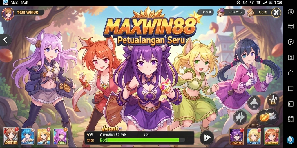 Tampilan gameplay seru MAXWIN88 dengan karakter anime.