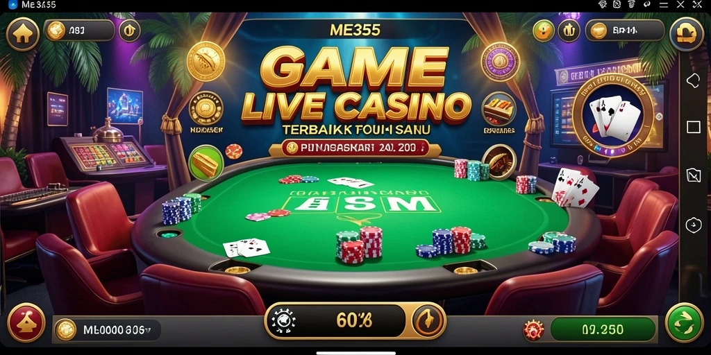 Tampilan gameplay aktif ME355 dengan dealer langsung di Live Casino.