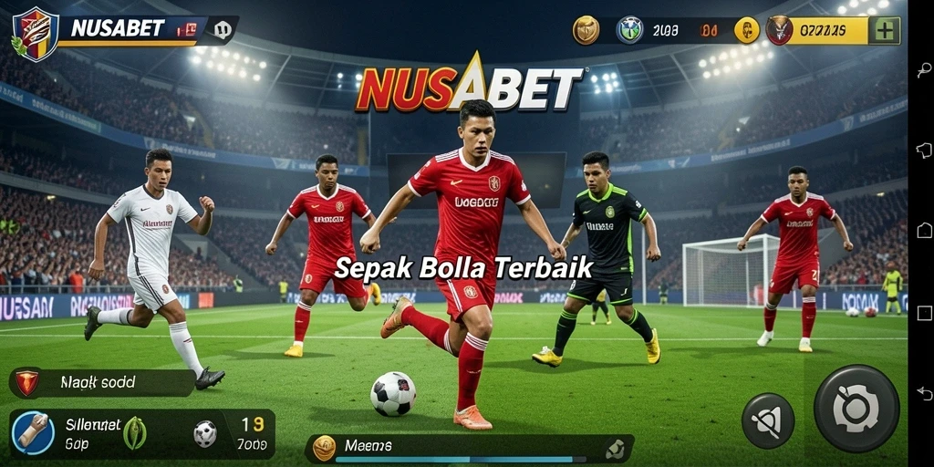Screenshot NUSABET menampilkan aksi seru permainan sepak bola.