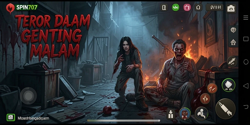 Screenshot menampilkan suasana mencekam dalam gameplay SPIN707.