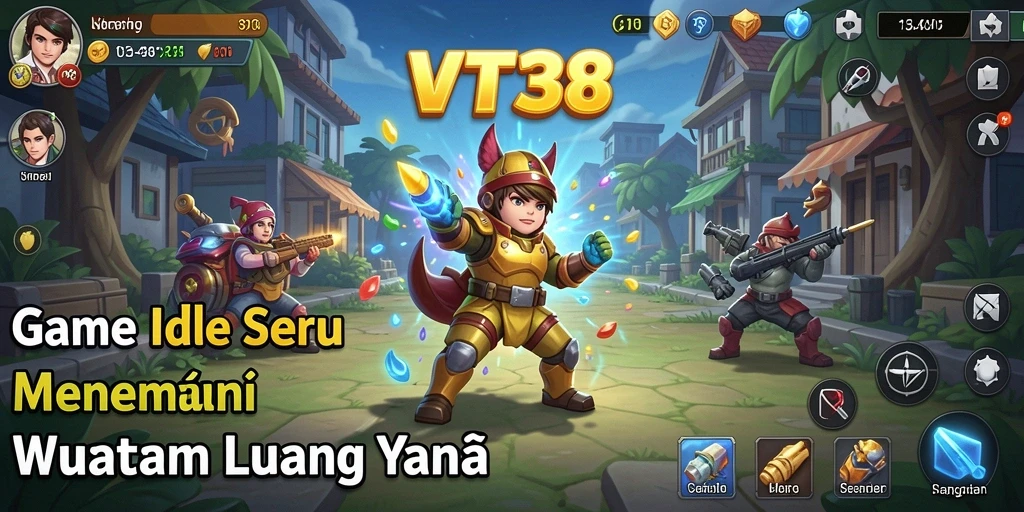 Screenshot utama VT38 menampilkan gameplay otomatis yang menarik dan mudah dipahami.